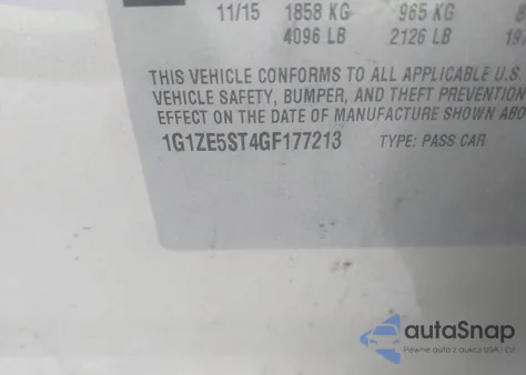 2016 Chevrolet Malibu 1Lt from USA, damaged, VIN 1G1ZE5ST4GF177213